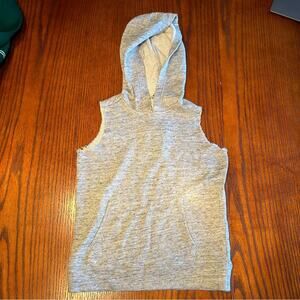 NWT Chaser Gray Raw Hem Sleeveless Hoodie Shirt Size 6 Kids/Youth
